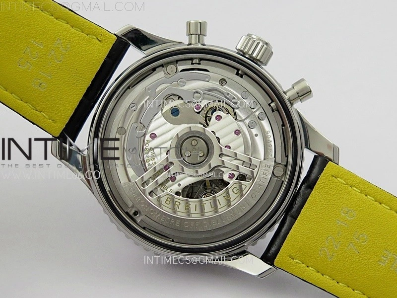 Navitimer B01 43mm SS B50 Best Edition Ice Blue Dial Black Subdial On Black Leather Strap A7750