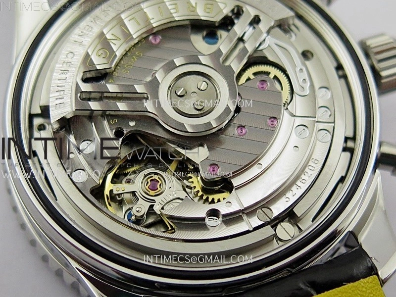 Navitimer B01 43mm SS B50 Best Edition Ice Blue Dial Black Subdial On Black Leather Strap A7750
