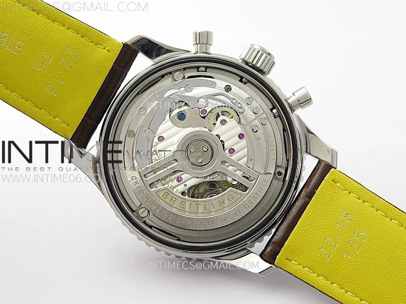 Navitimer B01 43mm SS B50 Best Edition Ice Blue Dial Black Subdial On Brown Leather Strap A7750