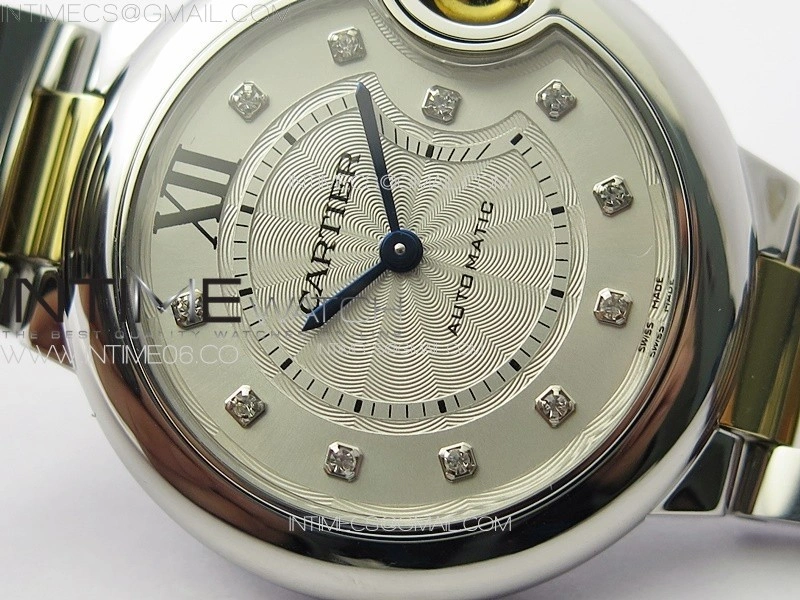 Ballon Bleu 33mm SS YG 3KF 1:1 Best Edition White Textured Dia Markers Dial on SS Bracelet A076