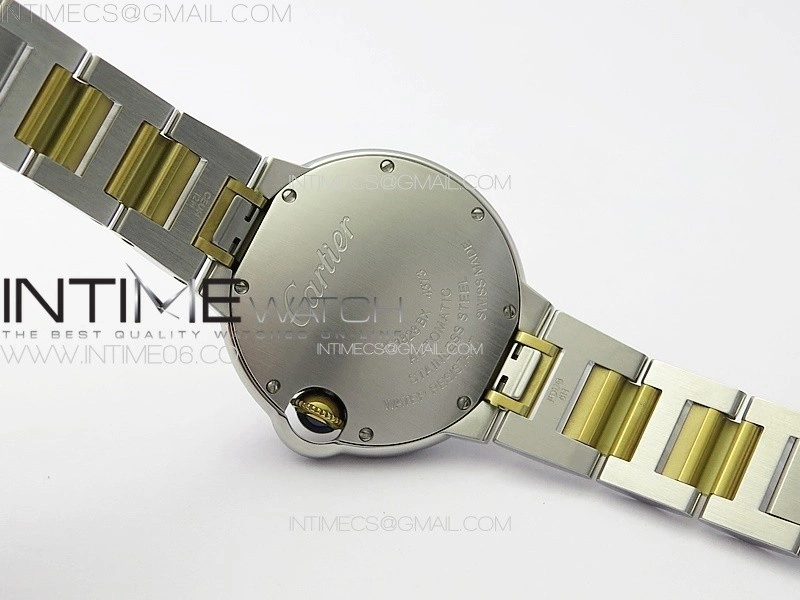 Ballon Bleu 33mm SS YG 3KF 1:1 Best Edition White Textured Dia Markers Dial on SS Bracelet A076