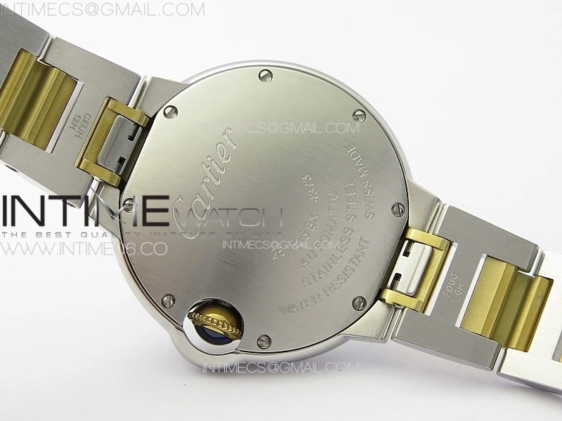 Ballon Bleu 33mm SS YG 3KF 1:1 Best Edition White Textured Dia Markers Dial on SS Bracelet A076