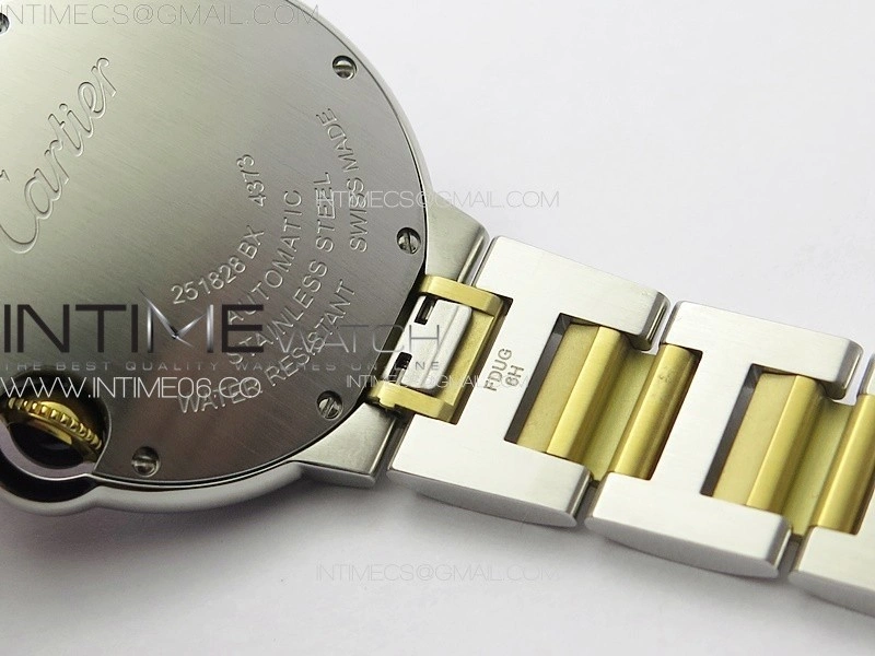Ballon Bleu 33mm SS YG 3KF 1:1 Best Edition White Textured Dia Markers Dial on SS Bracelet A076