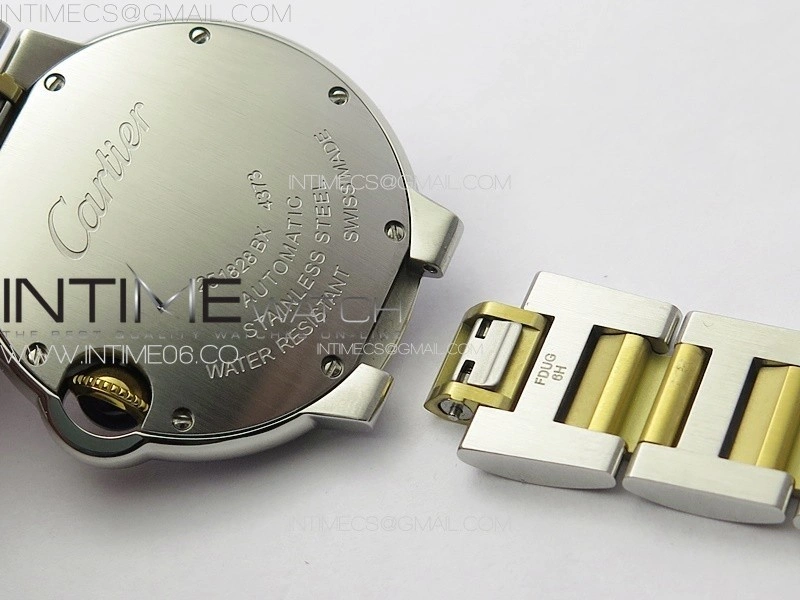 Ballon Bleu 33mm SS YG 3KF 1:1 Best Edition White Textured Dia Markers Dial on SS Bracelet A076