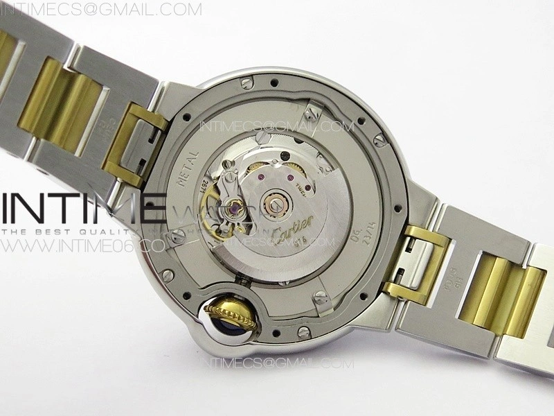 Ballon Bleu 33mm SS YG 3KF 1:1 Best Edition White Textured Dia Markers Dial on SS Bracelet A076