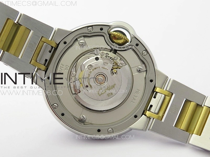 Ballon Bleu 33mm SS YG 3KF 1:1 Best Edition White Textured Dia Markers Dial on SS Bracelet A076