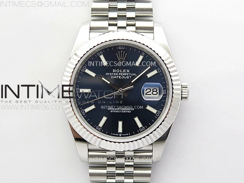 DateJust 41mm 126334 904 SS ARF 1:1 Best Edition Blue Dial Sticks Markers on Jubilee Bracelet SH3235