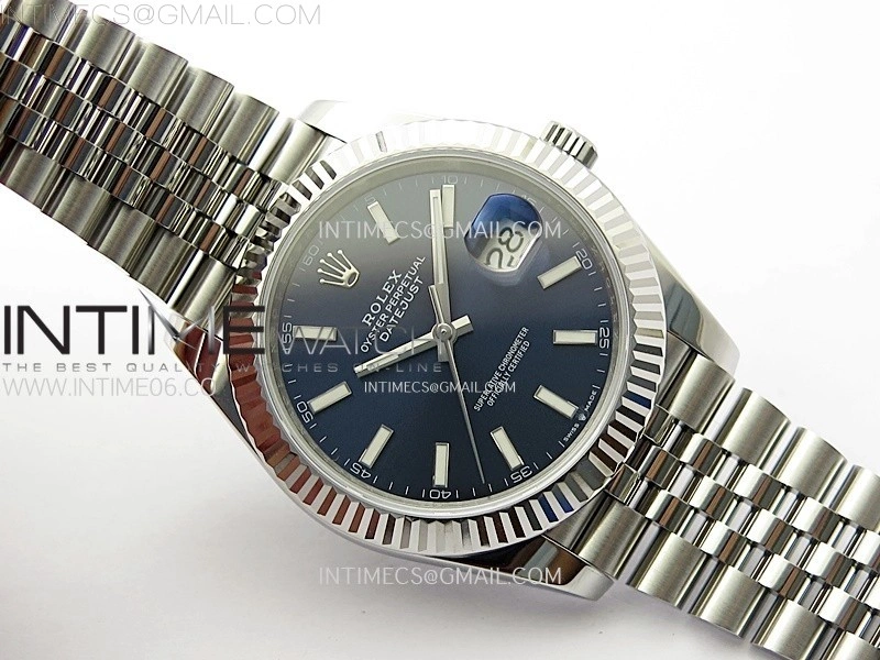 DateJust 41mm 126334 904 SS ARF 1:1 Best Edition Blue Dial Sticks Markers on Jubilee Bracelet SH3235