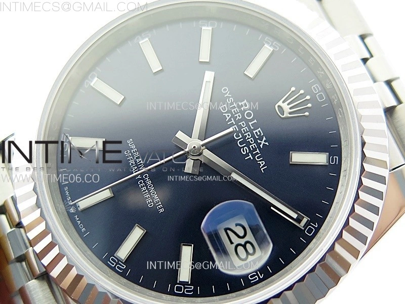 DateJust 41mm 126334 904 SS ARF 1:1 Best Edition Blue Dial Sticks Markers on Jubilee Bracelet SH3235