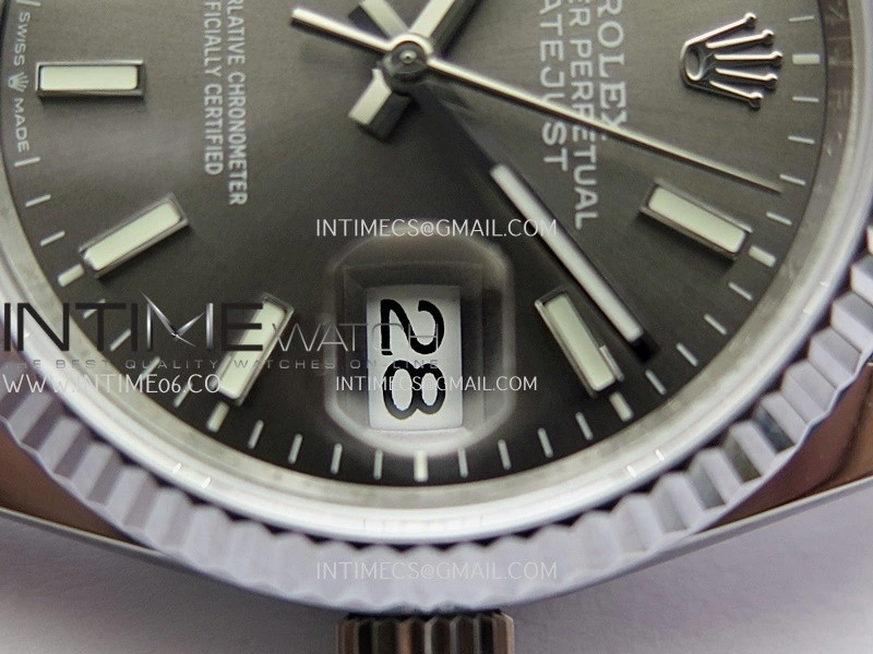 DateJust 36mm 126234 904 SS V2 QF 1:1 Best Edition Gray Dial Stick Marker On Jubilee Bracelet SH3235