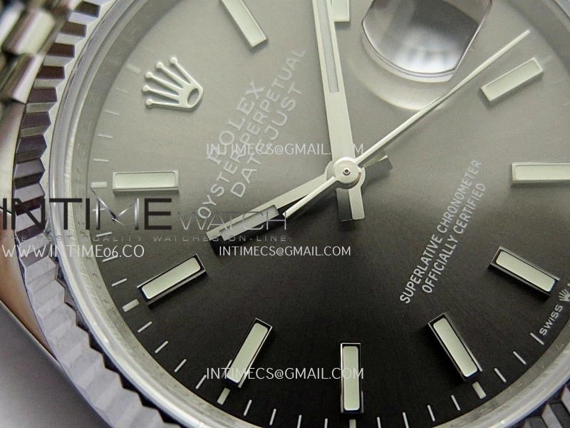 DateJust 36mm 126234 904 SS V2 QF 1:1 Best Edition Gray Dial Stick Marker On Jubilee Bracelet SH3235