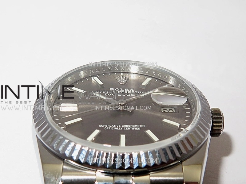 DateJust 36mm 126234 904 SS V2 QF 1:1 Best Edition Gray Dial Stick Marker On Jubilee Bracelet SH3235