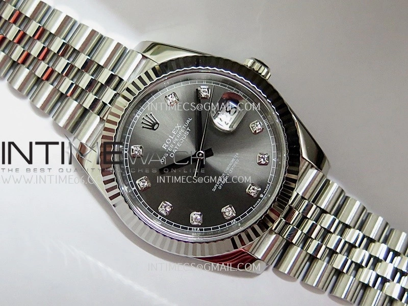 DateJust 41 126334 904L SS VF 1:1 Best Edition Gray Dial Diamond Marker On Jubilee Bracelet DD3235