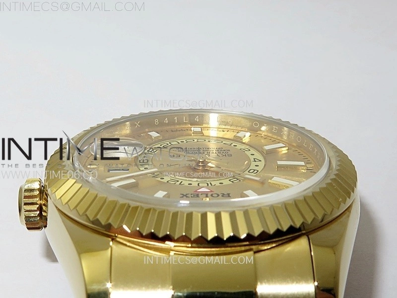 Sky-Dweller 326934 904L YG Noob 1:1 Best Edition Gold Dial on SS Oyster Bracelet Asian 23J to 9001