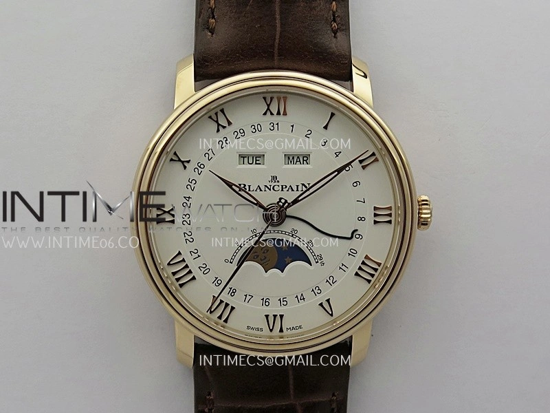 Villeret 6654 RG Complicated Function APSF 1:1 Best Edition White Dial on Leather Strap A6654