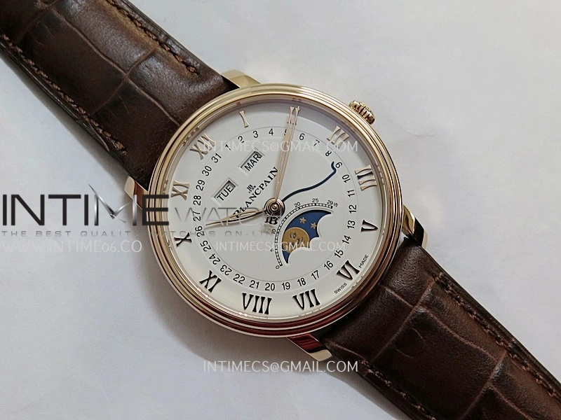 Villeret 6654 RG Complicated Function APSF 1:1 Best Edition White Dial on Leather Strap A6654