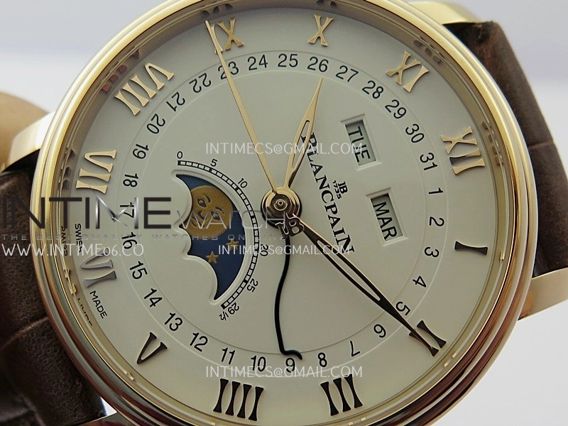Villeret 6654 RG Complicated Function APSF 1:1 Best Edition White Dial on Leather Strap A6654