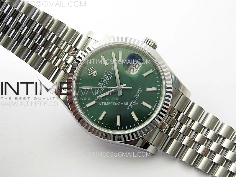 DateJust 36MM 126234 SS APSF 1:1 Best Edition Green Dial Stick Markers on SS Jubilee Bracelet SA3235