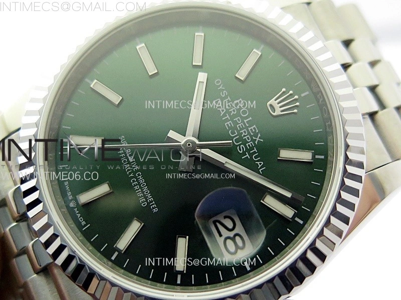 DateJust 36MM 126234 SS APSF 1:1 Best Edition Green Dial Stick Markers on SS Jubilee Bracelet SA3235