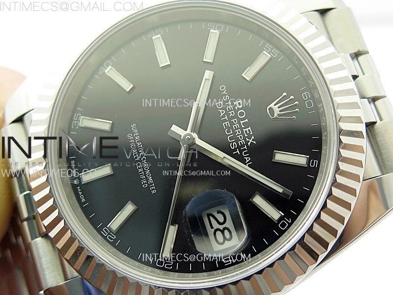 DateJust 41mm 126334 904 SS AR+F V2 1:1 Best Edition Black Dial Sticks Markers on Jubilee Bracelet DD3235