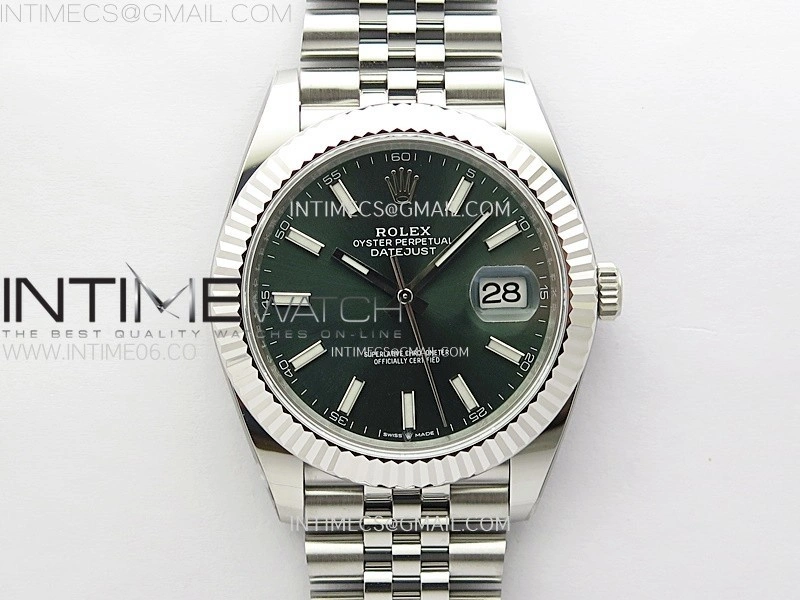 DateJust 41mm 126334 904 SS AR+F V2 1:1 Best Edition Green Dial Sticks Markers on Jubilee Bracelet DD3235