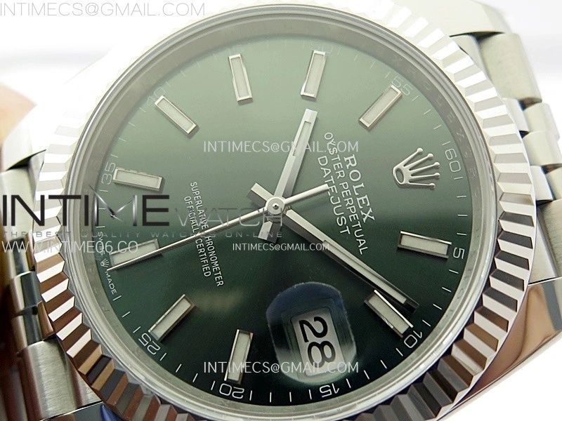 DateJust 41mm 126334 904 SS AR+F V2 1:1 Best Edition Green Dial Sticks Markers on Jubilee Bracelet DD3235