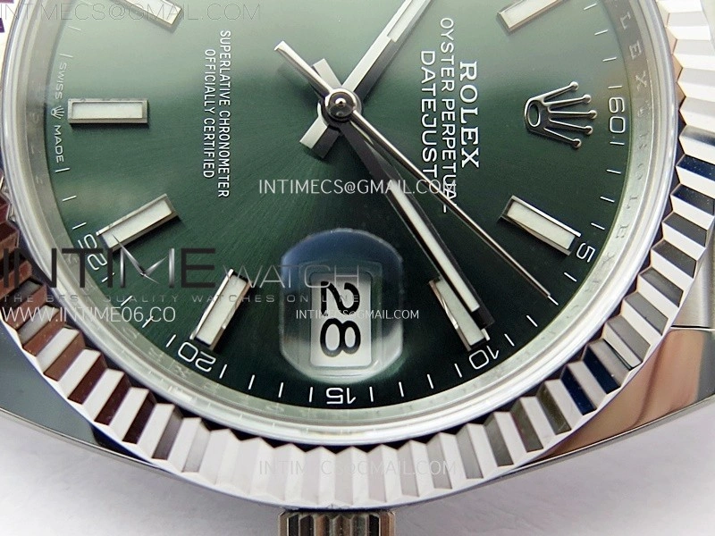 DateJust 41mm 126334 904 SS AR+F V2 1:1 Best Edition Green Dial Sticks Markers on Jubilee Bracelet DD3235