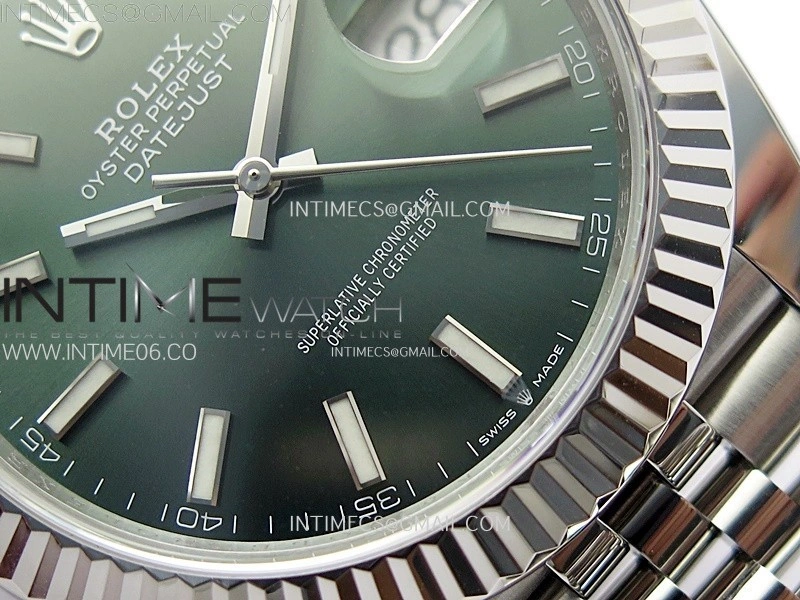 DateJust 41mm 126334 904 SS AR+F V2 1:1 Best Edition Green Dial Sticks Markers on Jubilee Bracelet DD3235