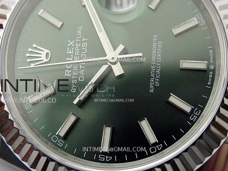 DateJust 41mm 126334 904 SS AR+F V2 1:1 Best Edition Green Dial Sticks Markers on Jubilee Bracelet DD3235