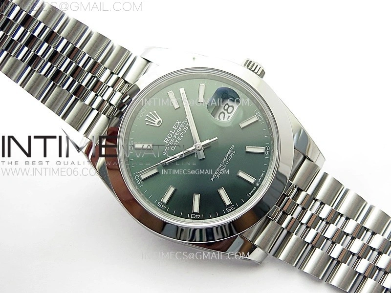 DateJust 41mm 126300 904 SS AR+F V2 1:1 Best Edition Green Dial Sticks Markers on Jubilee Bracelet DD3235