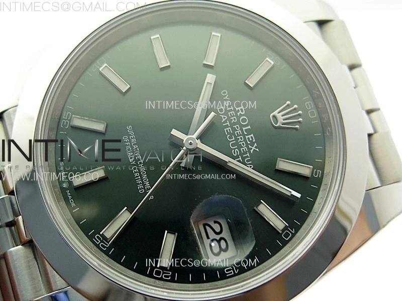 DateJust 41mm 126300 904 SS AR+F V2 1:1 Best Edition Green Dial Sticks Markers on Jubilee Bracelet DD3235
