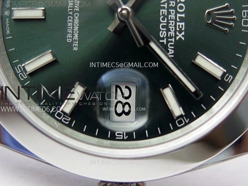 DateJust 41mm 126300 904 SS AR+F V2 1:1 Best Edition Green Dial Sticks Markers on Jubilee Bracelet DD3235