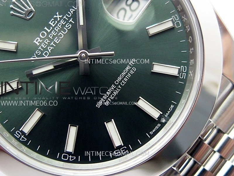 DateJust 41mm 126300 904 SS AR+F V2 1:1 Best Edition Green Dial Sticks Markers on Jubilee Bracelet DD3235