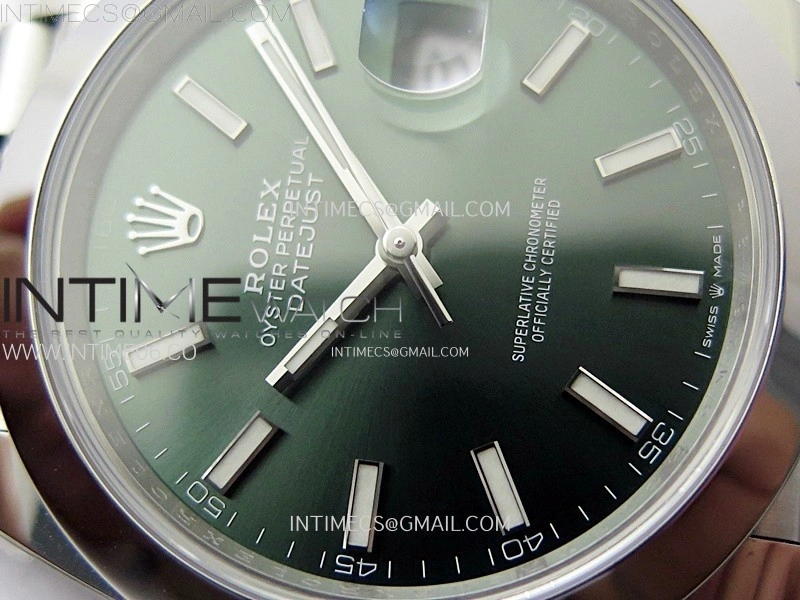 DateJust 41mm 126300 904 SS AR+F V2 1:1 Best Edition Green Dial Sticks Markers on Jubilee Bracelet DD3235