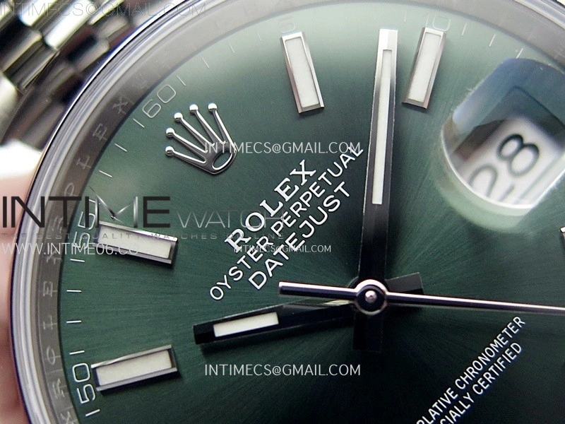 DateJust 41mm 126300 904 SS AR+F V2 1:1 Best Edition Green Dial Sticks Markers on Jubilee Bracelet DD3235