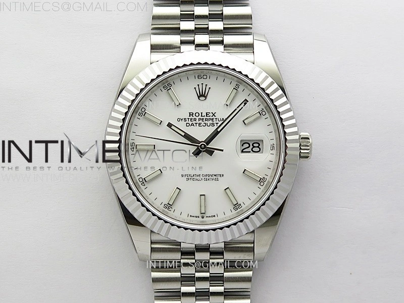 DateJust 41mm 126334 904 SS AR+F V2 1:1 Best Edition White Dial Sticks Markers on Jubilee Bracelet DD3235