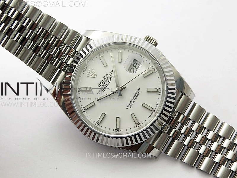 DateJust 41mm 126334 904 SS AR+F V2 1:1 Best Edition White Dial Sticks Markers on Jubilee Bracelet DD3235