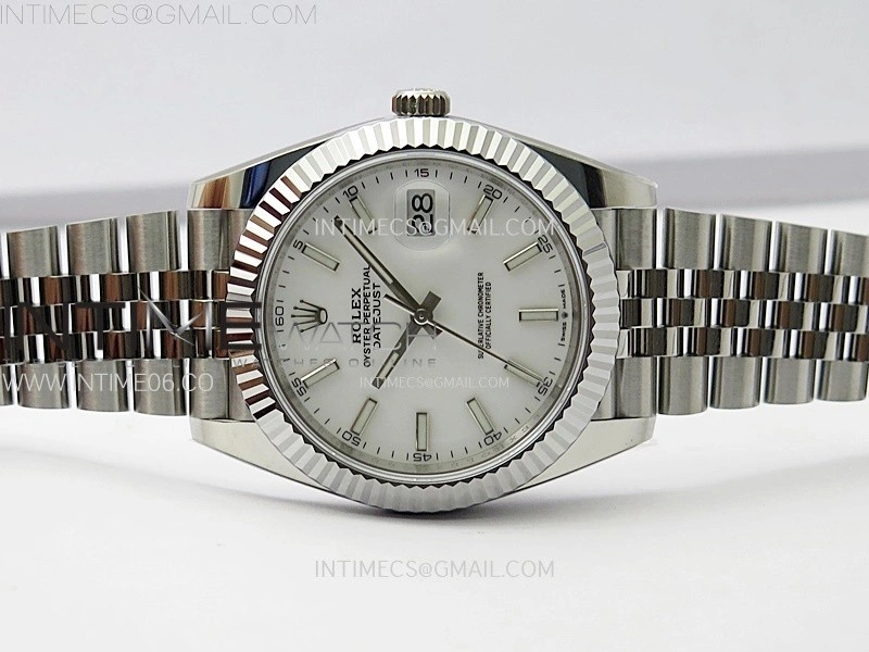DateJust 41mm 126334 904 SS AR+F V2 1:1 Best Edition White Dial Sticks Markers on Jubilee Bracelet DD3235