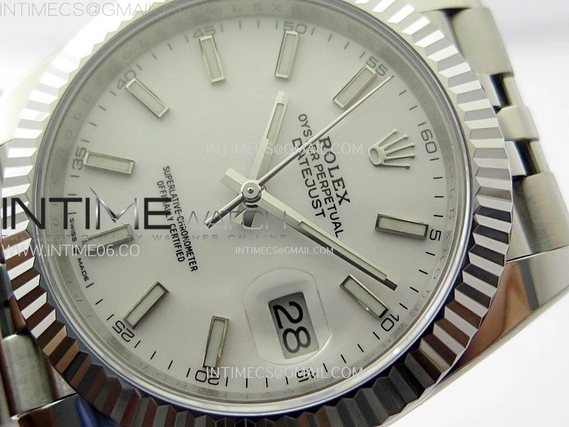 DateJust 41mm 126334 904 SS AR+F V2 1:1 Best Edition White Dial Sticks Markers on Jubilee Bracelet DD3235