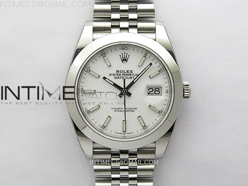 DateJust 41mm 126300 904 SS AR+F V2 1:1 Best Edition White Dial Sticks Markers on Jubilee Bracelet DD3235