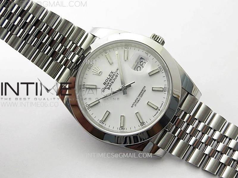 DateJust 41mm 126300 904 SS AR+F V2 1:1 Best Edition White Dial Sticks Markers on Jubilee Bracelet DD3235