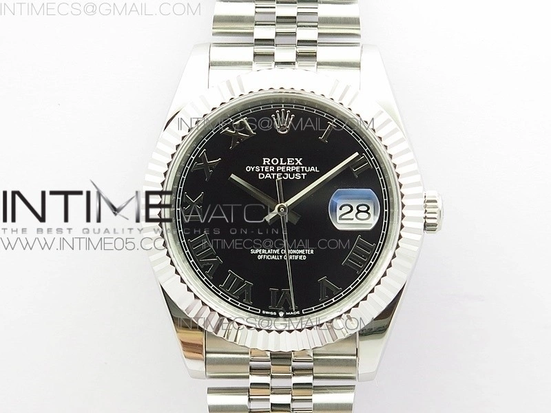 DateJust 41 126334 SS BP 1:1 Best Edition New Version Black Roman Markers Dial on Jubilee Bracelet