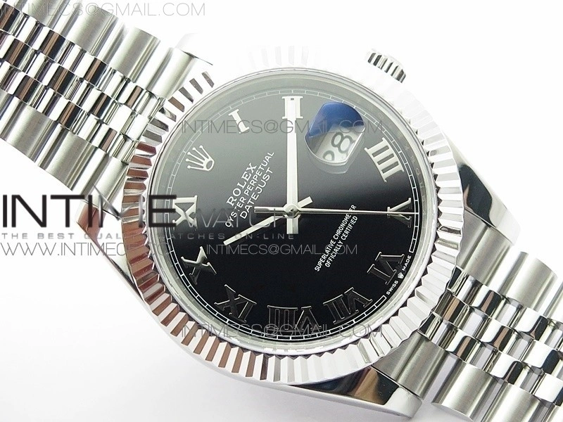 DateJust 41 126334 SS BP 1:1 Best Edition New Version Black Roman Markers Dial on Jubilee Bracelet