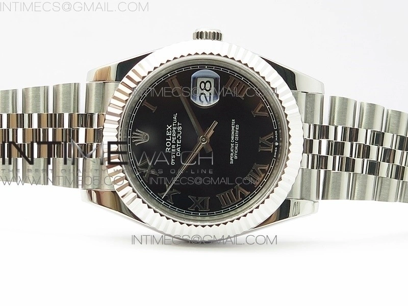 DateJust 41 126334 SS BP 1:1 Best Edition New Version Black Roman Markers Dial on Jubilee Bracelet