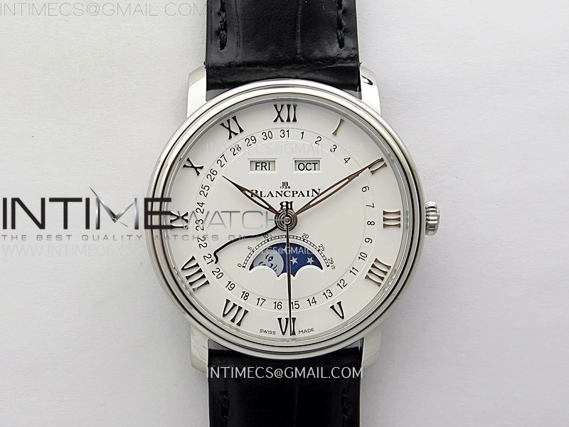 Villeret 6654 SS Complicated Function APSF 1:1 Best Edition White Dial on Leather Strap A6654