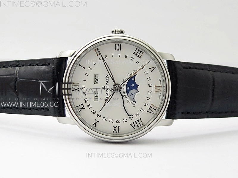 Villeret 6654 SS Complicated Function APSF 1:1 Best Edition White Dial on Leather Strap A6654