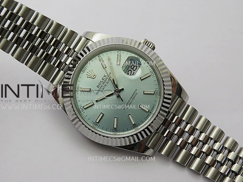 DateJust 41mm 126334 904 SS QF V2 1:1 Best Edition Ice Blue Dial Stick Marker On Jubilee Bracelet SH3235