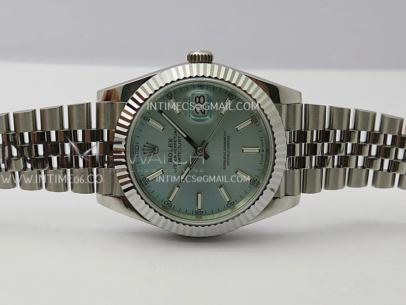 DateJust 41mm 126334 904 SS QF V2 1:1 Best Edition Ice Blue Dial Stick Marker On Jubilee Bracelet SH3235