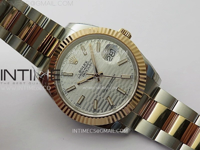 DateJust 41mm 126331 904 SS RG AR+F 1:1 Fluted Silver Dial Stick Markers On SS RG Oyster Bracelet DD3235 V2