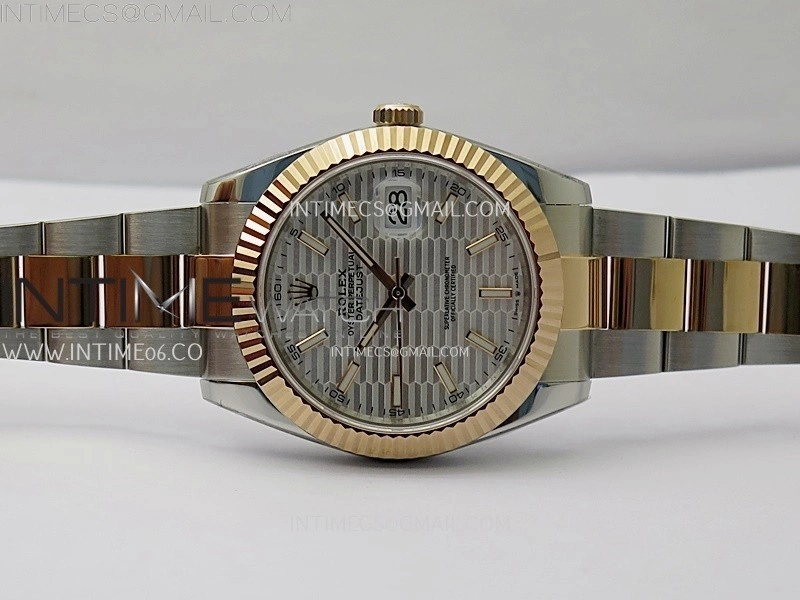 DateJust 41mm 126331 904 SS RG AR+F 1:1 Fluted Silver Dial Stick Markers On SS RG Oyster Bracelet DD3235 V2